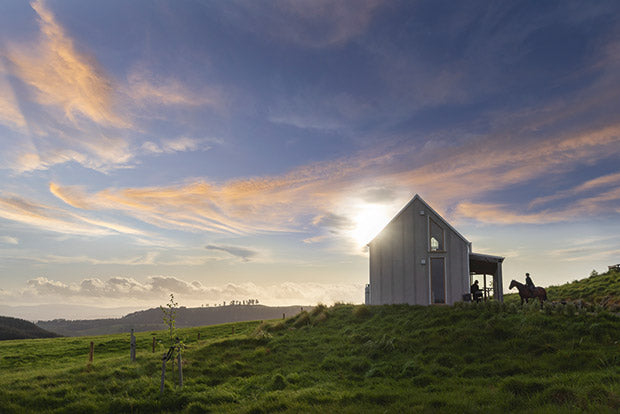 Chic minimalism meets off-grid living at this couple’s home, hut and land near Taupō