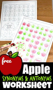 Apple Synonyms and Antonyms Worksheet