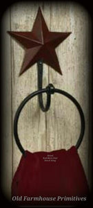 #TR1 Primitive Red Barn Star Towel Ring