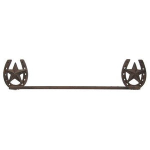 dist by classyjacs ABC Products - Heavy Cast Iron - Horseshoe Towel Bar- Good for Home, Log Cabins, Cottages, Stock Barn, and More - (Aged Iron Cast Finish - Accented with Horse Head Inside)