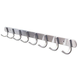 Coat Hook Rack with 8 Square Hooks - Premium Modern Wall Mounted - Ultra durable with solid steel construction, Brushed stainless steel finish, Super easy installation, Rust and water proof