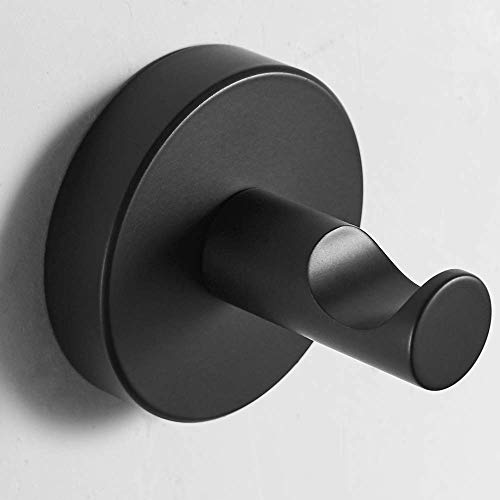 WINCASE Single Towel Hook Robe Hook for Clothes Towels Hats Bags All Stainless Steel Construction Black Painted American Style Wall Mounted