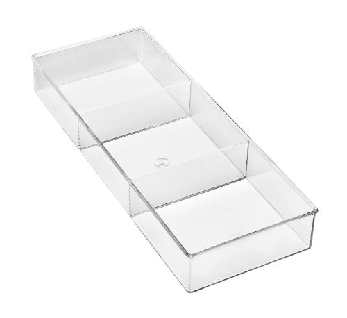Whitmor 3 Section Small Drawer Organizer - Easy Clean Clear Plastic Resin