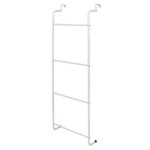 MyGift Space-Saving White Metal Over-the-Door Towel Rack/Clothing Hanger