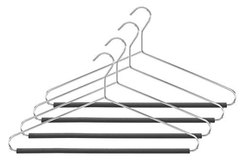 Whitmor Hanger with Pant Bar Set of 4 Chrome, Black & Chrome