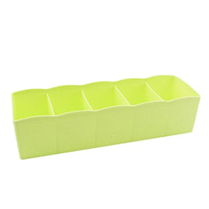 Hot Sale ! ? Ninasill ? 5 Cells Plastic Organizer Storage Box Tie Bra Socks Drawer Cosmetic Divider Tidy (Green)