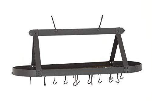 Get old dutch oval hanging pot rack with grid 24 hooks satin nickel 48 x 19 x 15 5