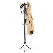Budget cozzine coat rack coat tree hat hanger holder 11 hooks for jacket umbrella tree stand with base metal black