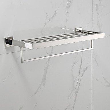 Towel Hanger- Bathroom Shelf Contemporary Stainless Steel 1 Pc - Hotel Bath Double