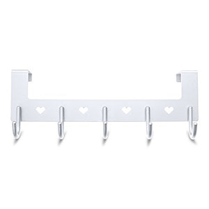 Gulevy Silver Over The Door Hook Organizer Rack - 5 Hook Over Door Rack - Heavy Duty Silver Towel Hook Set/Robe Hook Set/Clothes Hanger Rack