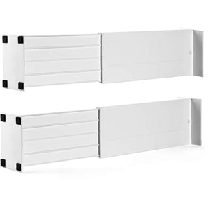 Dial Industries Adjustable Spring Loaded Drawer Dividers, Set of 2, 4.5" Deep, White