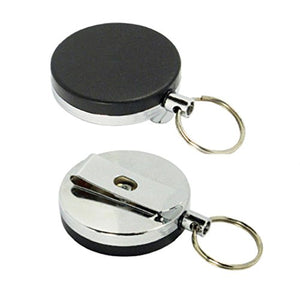 1 Retractable Id Card Badge Metal Reel Recoil Pull Key Ring Belt Clip Holder 1.5