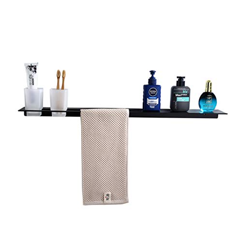 Ping Bu Qing Yun Nordic Minimalist Black Space Aluminum Bathroom Rack Bathroom Towel Rack Toilet Toothbrush Holder Wall Mount Towel Rack 750mm 130mm 65mm Towel Rack