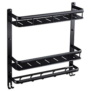 Ping Bu Qing Yun Towel Rack - Space Aluminum, European Bathroom Black Punching Multi-Function Wall Hanging Rack, Suitable for Bathroom, Home - Two Styles, Three Towel Rack