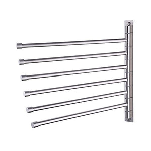 KES SUS 304 Stainless Steel Swing Out Towel Bar 6-Bar Folding Arm Swivel Hanger Bathroom Storage Organizer Rustproof Wall Mount, Brushed Finish, A2102S6-2