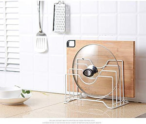 Featured haga pot lid organizer kitchen shelf pan rack cutting board holder storage pot lid organizer stands tapas cover stand stainless steel dish kitchen rack white