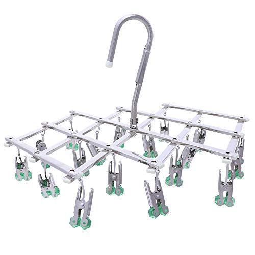Shop hanging drying rack drip hanger laundry underwear sock lingerie drying hooks 18 clips pegs stainless stell folding portable windproof advanced instant collect clothesgreen