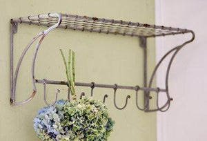 On amazon rustic wire wall shelf hanging rack with hooks 23x 10x 8