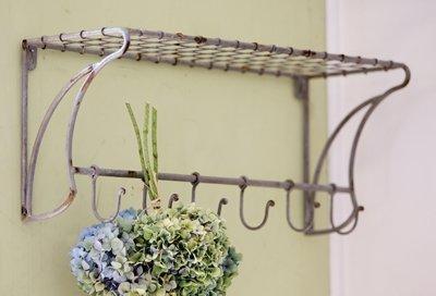 On amazon rustic wire wall shelf hanging rack with hooks 23x 10x 8