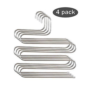 Top modemode 4 pack multi pants hangers rack for closet organization star fly stainless steel s shape 5 layer clothes hangers for space saving storage cick to select 4 pack