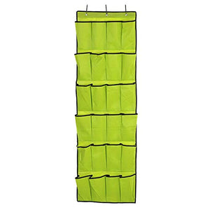 CozyCabin Over the Door Shoe Organizer - 24 Breathable Pockets, Closet Wall Hanging Shoe Storage with 3 Hooks (Green)