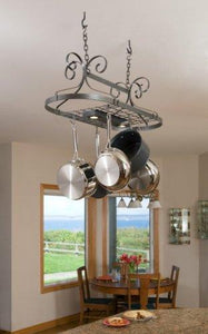 Organize with enclume decor oval ceiling pot rack hammered steel