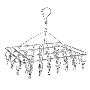 whatUneed Laundry Clothesline Hanging Rack, Stainless Steel Drying Clothes Hanger, Multiple Function Windproof Pegs Hook for Drying/Socks/Underwear/Clothes/Towels (36 Pack)
