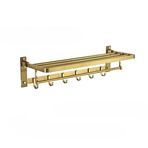 Ping Bu Qing Yun Towel Rack - Space Aluminum, Foldable, Double Layer, Multi-Function, Perforated, Wall-Mounted Bathroom Towel Rack, Suitable for Bathroom, Kitchen - 60cm Towel Rack