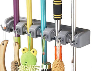 Mop and Broom Holder Wall Mount, Utility Storage Hooks Multi-Used in Kitchen, Garage, Outdoor Yard By W.O.B (2)