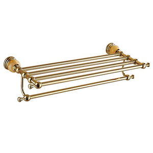 Ping Bu Qing Yun Towel Rack - Stainless Steel, European Gold Jade Carved Bathroom Double-Layer Perforated Towel Rack, Suitable for Bathroom, Home - A Variety Towel Rack