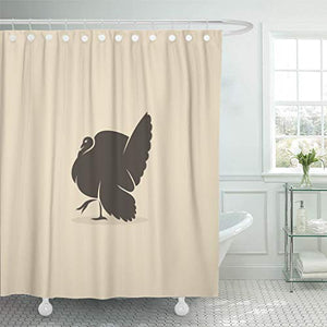 Emvency Shower Curtain Silhouette Turkey Bird Thanksgiving Cartoon Holiday Symbol Dinner Shower Curtains Sets with Hooks 60 x 72 Inches Waterproof Polyester Fabric