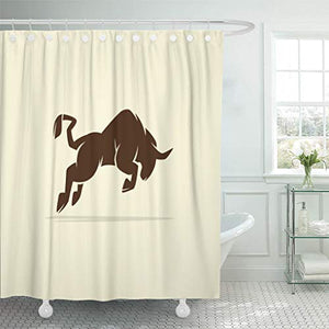 Emvency Shower Curtain Agricultural Angry Bull Buffalo Silhouette of Cow Agriculture Beef Shower Curtains Sets with Hooks 72 x 78 Inches Waterproof Polyester Fabric