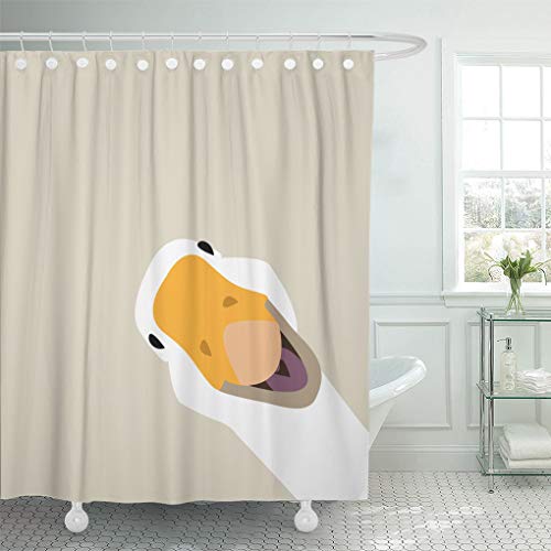 Emvency Shower Curtain Adorable Blue Cartoon Funny Goose in The Corner White Shower Curtains Sets with Hooks 72 x 78 Inches Waterproof Polyester Fabric