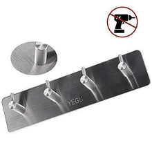 Heavy duty 3m self adhesive hooks key rack yegu brushed sus304 stainless steel heavy duty coat hanger purse robe towel 4 hook rail for bathroom lavatory kitchen contemporary style wall mount no drilling