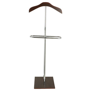 Order now vanity valet stand stainless steel valet suit rack holds one full suit which includes jacket tie shoes pants made of stainless steel dark wooden dark brown simple assembly required 11 81x17 72x46 26