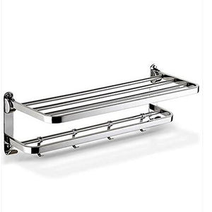 Ping Bu Qing Yun Towel Rack -304 Stainless Steel, Double Layer, Mirror, Multi-Function, Foldable, Versatile Wall-Mounted Bathroom Perforated Towel Rack, Suitable for Bathroom, Home Towel Rack