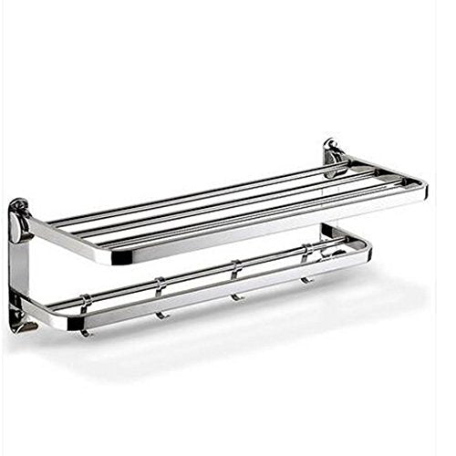 Ping Bu Qing Yun Towel Rack -304 Stainless Steel, Double Layer, Mirror, Multi-Function, Foldable, Versatile Wall-Mounted Bathroom Perforated Towel Rack, Suitable for Bathroom, Home Towel Rack