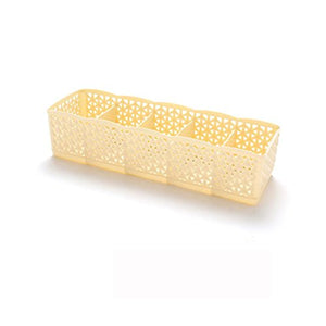 Huphoon Plastic Dividers 5 Grid Underwear Socks Storage Organizer Box Storage Drawer Divider Units (26.5x8.5x6.5cm) (Yellow)