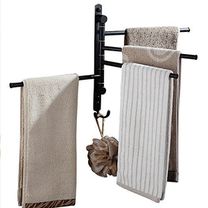 Ping Bu Qing Yun Black Rotary Towel Bar Bathroom Towel Hanging Bathroom Towel Bar Hotel Bathroom Accessories Free Perforation 310mm 330mm Towel Rack