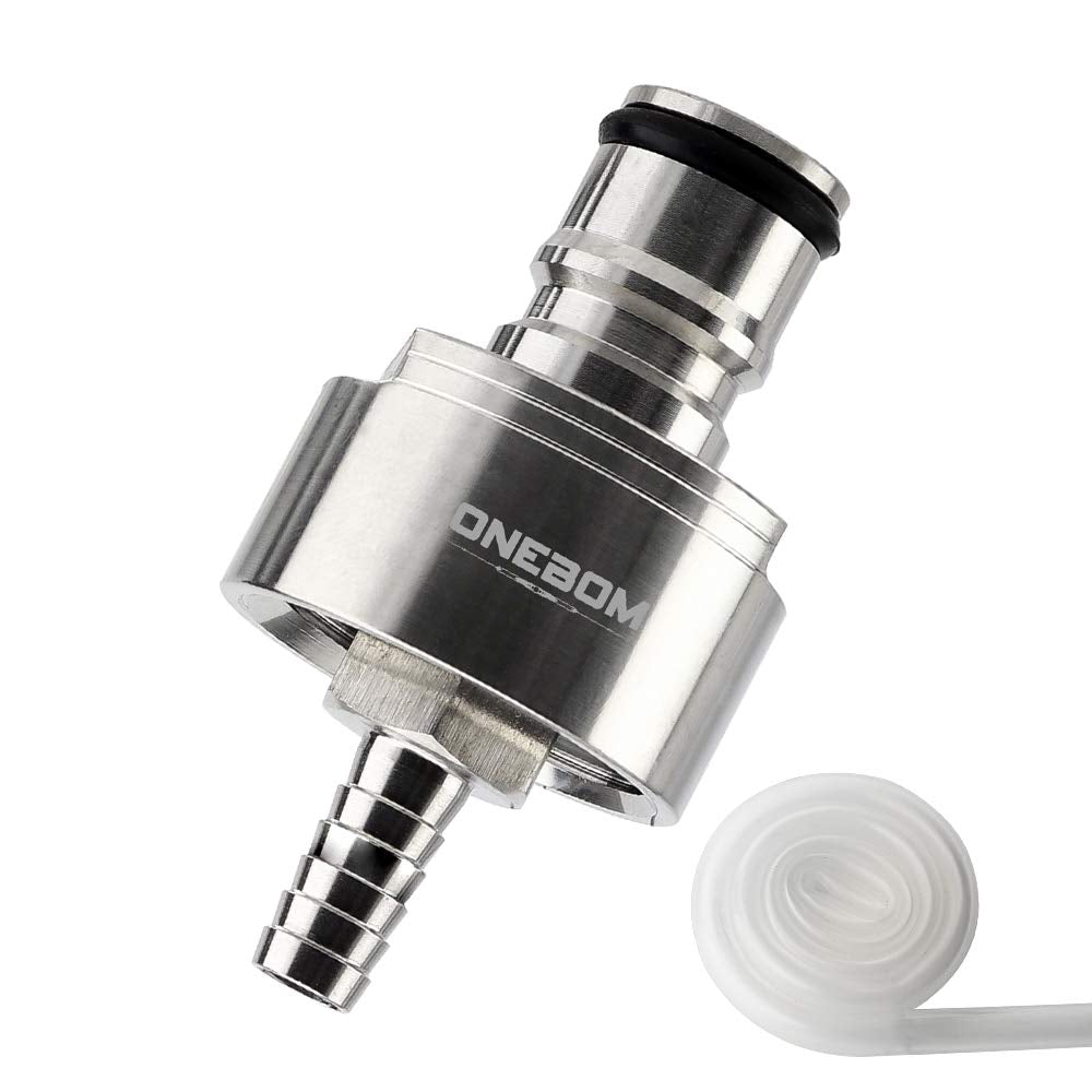 OneBom Carbonation Cap Stainless Steel, with 5/16’’ Barb, Suit for Gas & Liquid Ball Lock Post, with 20’’ Silicon Tube for PET Bottles Soda Maker (Carbonating Cap)