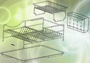 Budget friendly sakura two tiers compact dish rack kitchenware dish drying rack dish drainer with removable plastic tray and extendable stainless steel drip tray iron with chrome finished easy to assemble