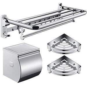 Ping Bu Qing Yun Towel Rack - Stainless Steel, Multi-Function, Foldable, Perforated, Bathroom Shelf, Suitable for: Bathroom Towel Rack (Color : B)