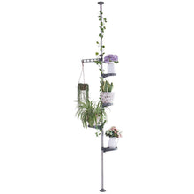 Top rated hershii 5 layer indoor plant stand pole spring tension rod corner flower display rack holder adjustable telescopic floor to ceiling shelf space saving grey