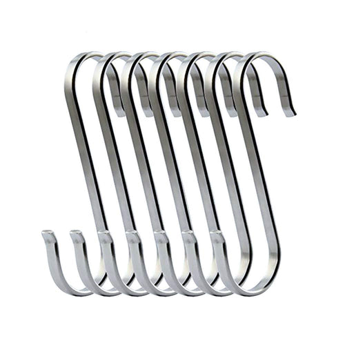 VircleK Stainless Steel Hooks S Shaped Hanging Hooks for Kitchenware Pots Utensils Plants Towels Gardening Tools Clothes, Set of 7