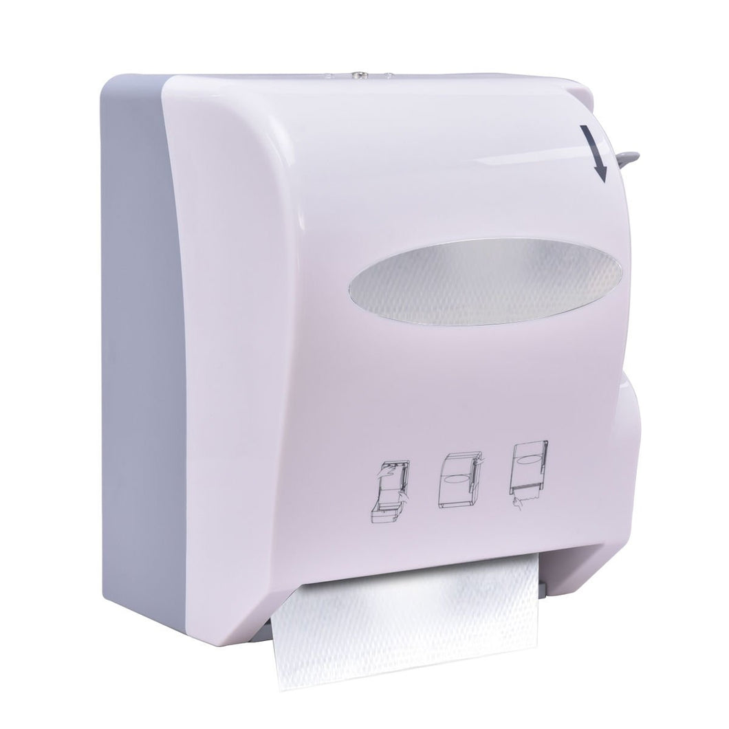 Costway Lever Roll Paper Towel Dispenser Wall Mount Heavy Duty (White)