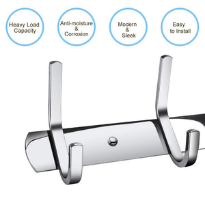 Discover homaid wall mounted hook rail 14 stainless steel hook rack with 5 dual hanger hooks pack of 2
