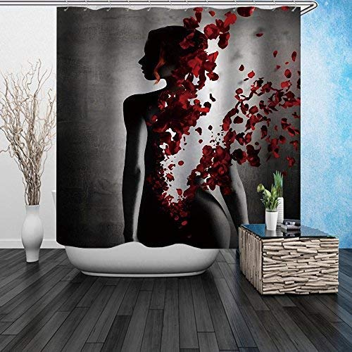 UniTendo 3D Retro Style Print Waterproof Polyester Shower Curtain with 12 Hooks for Bathroom Decor,72 x 72 inches, Sexy Lady.