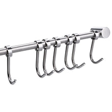 Storage organizer sumnacon pot pan rack with 7 hooks solid stainless steel rail kitchen cookware utensil pot rack hooks hanger 15 inch wall mounted heavy duty kitchenware lid towels storage organizer easy install