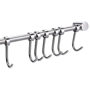 Storage organizer sumnacon pot pan rack with 7 hooks solid stainless steel rail kitchen cookware utensil pot rack hooks hanger 15 inch wall mounted heavy duty kitchenware lid towels storage organizer easy install
