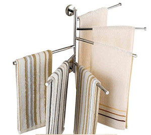 Ping Bu Qing Yun Towel Rack - Copper Chrome, 180° Activity, Multi-bar, Wall-Mounted Bathroom Perforated Towel Rack, Suitable for Bathroom, Home -28.5X292X45cmcm Towel Rack